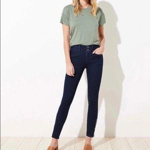 Loft Slim Skinny Dark Navy with Zipper Ankle Detail Jeans.